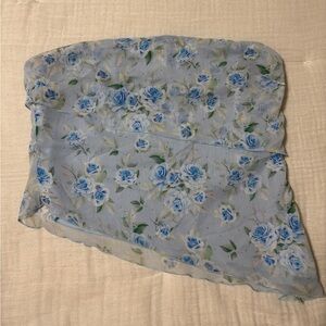 REVOLVE More To Come Floral Blue Asymmetrical Top